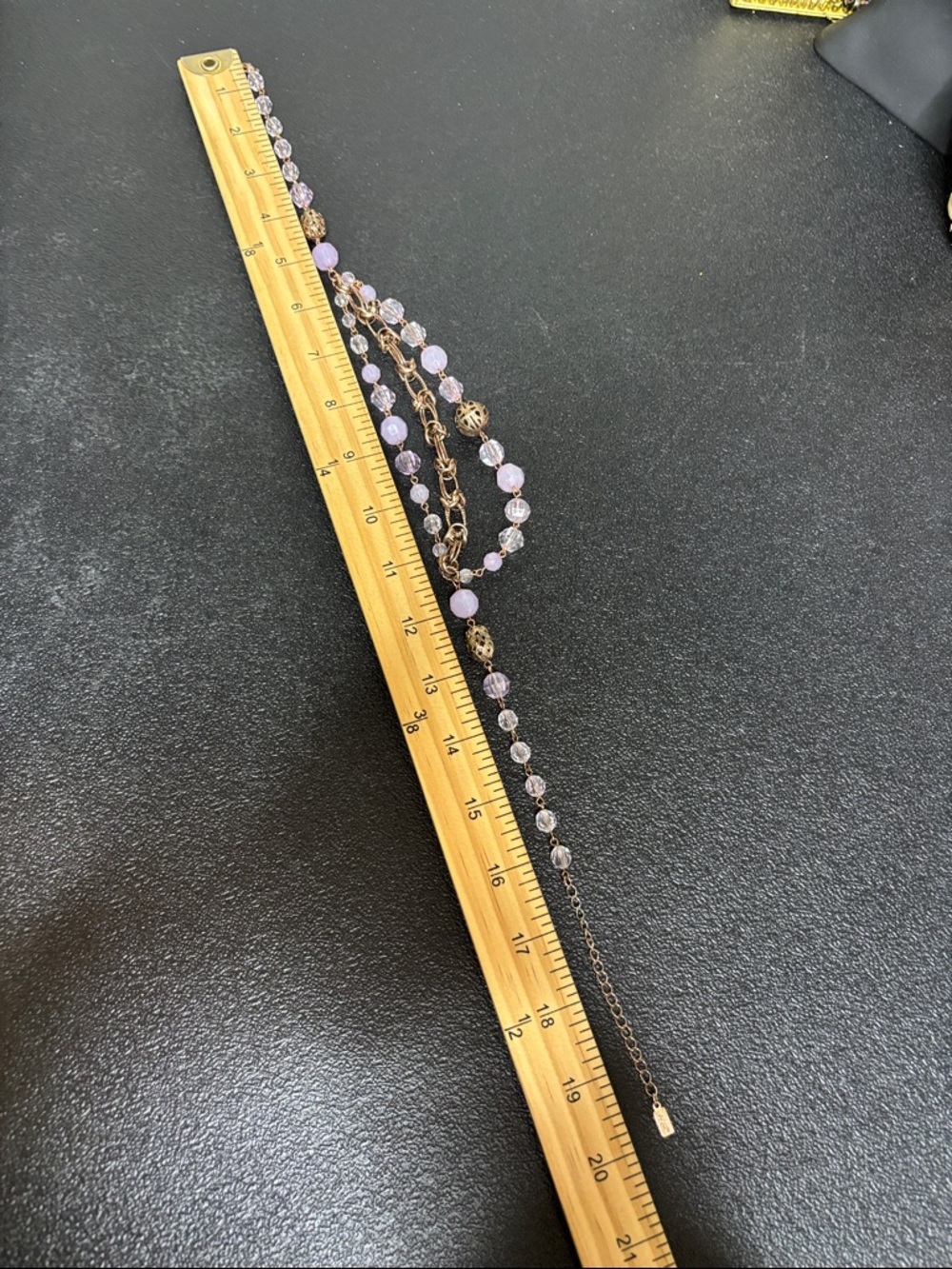 1928 Lavender Bead and Rose Gold-Tone Multi-Strand Necklace - Picture 6 of 7